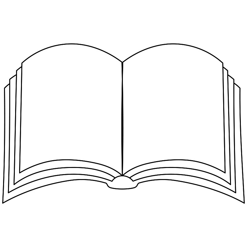 打开的书籍留有装饰空间或空白文本线条轮廓涂鸦手绘卡通图片